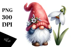A Cute Watercolor GNOME with Big Hat, PNG Product Image 1