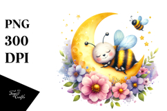 Cute Bee Sleeping on the Moon Product Image 1