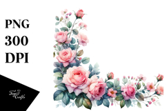 Vibrant Horizontal Frame with Pink Roses PNG Product Image 1