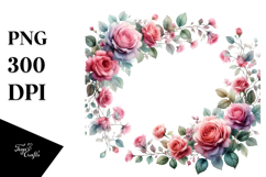 Vibrant Horizontal Frame with Pink Roses PNG Product Image 1