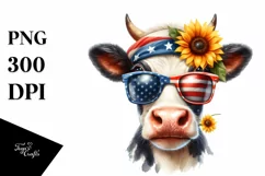 Cow Portrait Sunglasses USA Flag Colors Product Image 3