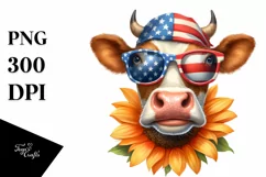 Cow Portrait Sunglasses USA Flag Colors Product Image 3