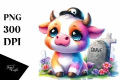 Cute Baby Cow in Vibrant Drawing Style | Clipart Product Image 1
