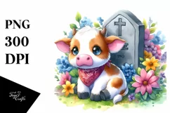 Cute Baby Cow in Vibrant Drawing Style | Clipart Product Image 3