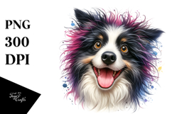 Cute Border Collie with Big Eyes PNG Product Image 1