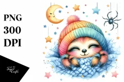Cute Colorful Baby Spider Sleeping Clipart Product Image 1
