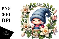 Cute Baby Gnome with Hyacinth PNG Product Image 1