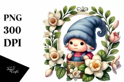 Cute Baby Gnome with Hyacinth PNG Product Image 1