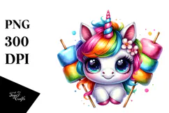 Crazy Cute Baby Unicorn PNG Product Image 1