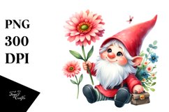 Cute Airborne Gnome Gerbera Clipart Product Image 1