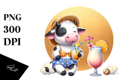 Cow in Beachwear Watercolor Painting Product Image 1