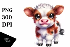 Smiling Baby Highland Cow on Star | Clipart Product Image 3