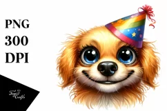 Expressive Contempt Dog With Party Hat Caricature Clipart Product Image 3