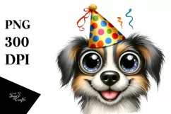 Expressive Contempt Dog With Party Hat Caricature Clipart Product Image 1