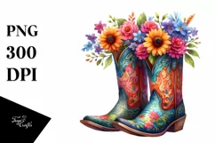 Colorful Cowboy Boots Flower Pot | Clipart Product Image 3