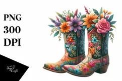 Colorful Cowboy Boots Flower Pot | Clipart Product Image 1