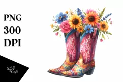 Colorful Cowboy Boots Flower Pot | Clipart Product Image 1