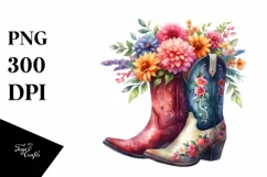 Colorful Cowboy Boots Flower Pot | Clipart Product Image 3