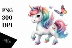 Colorful Baby Unicorn | Watercolor Product Image 1