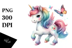 Colorful Baby Unicorn White Background Clipart Product Image 1