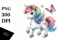 Colorful Baby Unicorn White Background Clipart Product Image 1