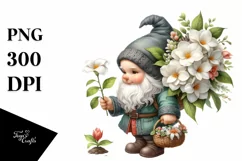 Detailed Watercolor Small Gnome Carrying Large Gardenia Product Image 3