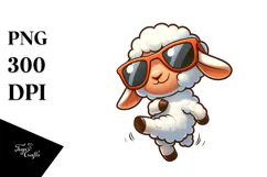 Silly Cartoon Lamb with Oversized Sunglasses PNG Product Image 1