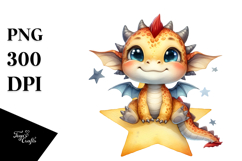 Cute Smiling Watercolor Baby Dragon Product Image 1