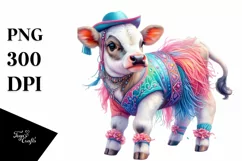 Colorful Baby Cow in Balboa Dancer Attire Product Image 1