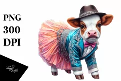 Colorful Baby Cow in Balboa Dancer Attire Product Image 3