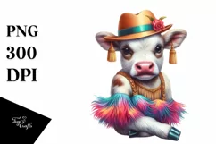 Colorful Baby Cow in Balboa Dancer Attire Product Image 1