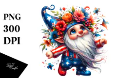 Dancing Gnome with Floral Wreath PNG Product Image 1
