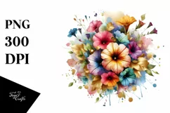 Colorful Bouquet Gold Foil Petunia Splash | Sublimation Product Image 1