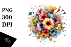 Colorful Bouquet Gold Foil Petunia Splash | Sublimation Product Image 1