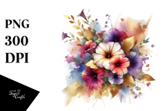 Colorful Bouquet Gold Foil Petunia Splash | Sublimation Product Image 1