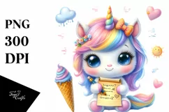 Cute Baby Unicorn in Pastel Writing | Clipart Product Image 3