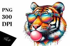 Tiger Sunglasses Chewing Gum | Sublimation | Clipart Product Image 1
