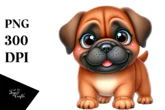 Happy Cartoon Bullmastiff PNG Product Image 1