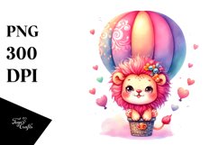 Colorful Lion on Hot Air Balloon PNG Product Image 1