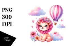 Colorful Lion on Hot Air Balloon PNG Product Image 1