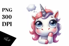 Thoughtful Unicorn Clipart, High-Res PNG Product Image 3