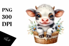 Smiling Baby Highland Cow on Star | Clipart Product Image 1