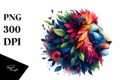 Vibrant Watercolor Lion, Abstract PNG Product Image 1