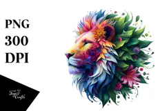 Vibrant Watercolor Lion Abstract PNG Product Image 1
