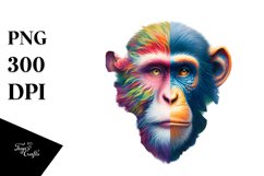 Vibrant Artistic Watercolor Monkey | Clipart Product Image 1