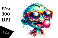 Funny Tiny Zombie with Funny Sunglasses PNG Product Image 1