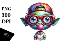 Funny Tiny Zombie with Funny Sunglasses PNG Product Image 1