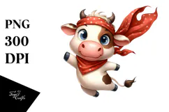 Playful Cartoon Cow PNG Product Image 1