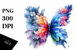 Abstract Vibrant Butterfly, Ice Flowers PNG Product Image 1