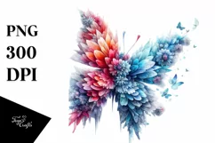 Abstract Vibrant Butterfly, Ice Flowers PNG Product Image 3